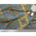 thumbnail image 2 of Soimoi Polyester Crepe Fabric Window Pane Check Decor Fabric Printed Yard 42 Inch Wide, 2 of 3