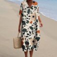 thumbnail image 1 of Ovzne Robes Grande Taille pour Femmes aux Formes Robe de Plage Femmes Été Poches Robes Imprimées Ample Col en V Manches Courtes Robes Robe de Printemps Manches Courtes Imprimée Liquidation, 1 of 5