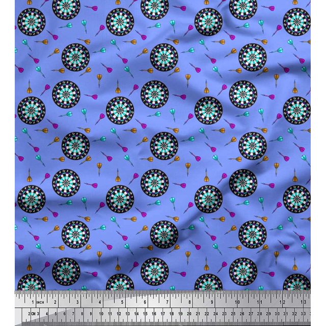 Soimoi Polyester Crepe Fabric Dart Board Sports Print Fabric by The Yard 42 Inch Wide