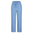 thumbnail image 4 of Yuyuzo Womens Cotton Linen Pants Drawstring High Waisted Lounge Pants Straight Leg Cropped Trousers, 4 of 5