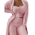 thumbnail image 1 of Innerwin Ensemble Cardigan Ouvert pour Femmes 3 Pcs Survêtement Couleur Unie Régulier Rose TG, 1 of 7