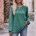 thumbnail image 2 of IROINNID Rabais T-shirt à Manches Longues en Polyester pour Femmes Chemises en Coton pour Femmes Décontracté Uni Col Rond T-shirt Ample Haut, Vert, 2 of 7