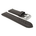 thumbnail image 3 of Extra Long (XL), 24mm Classic Leather Buffalo Pattern Watch Strap Band, Stainless Steel Buckle, 3 of 7