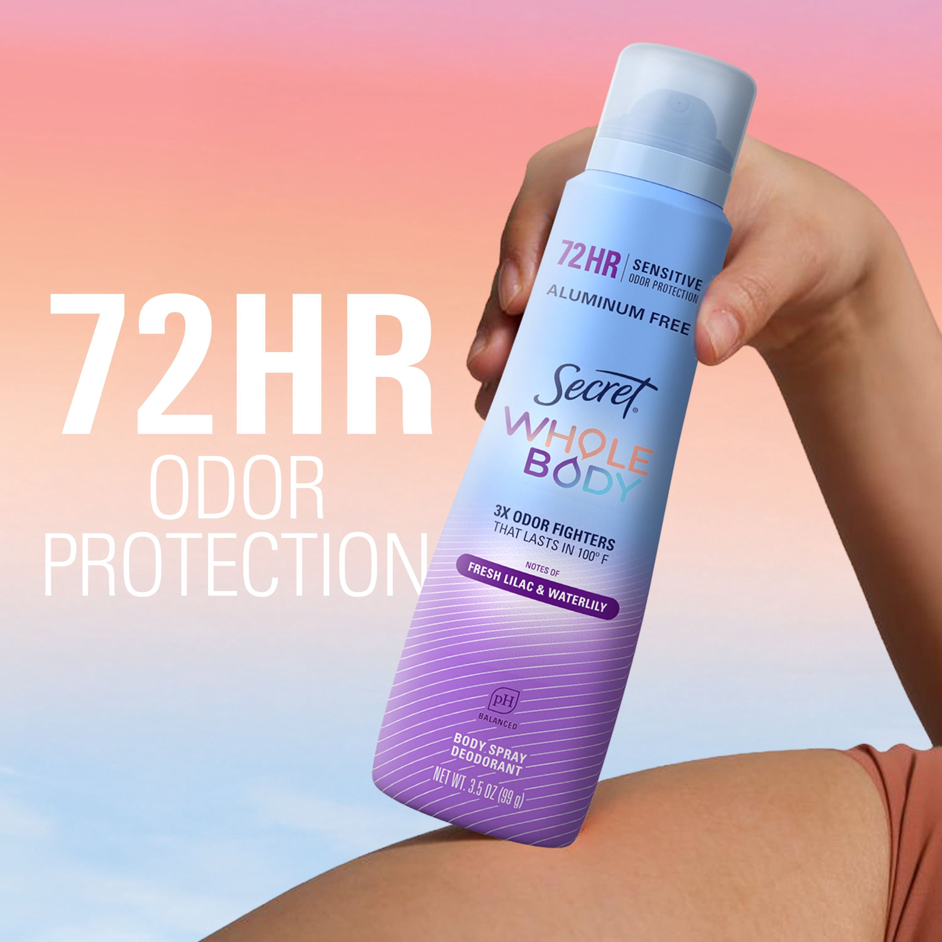 Secret Whole Body Aluminum Free Deodorant for Women Body Spray Lilac & Waterlily
