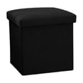 thumbnail image 1 of Black Multifunctional Foldable Storage Stool Linen Fabric For Organizer Shoe Changing 25 X 25 Cm Cotton Linen Material Black Color, 1 of 6