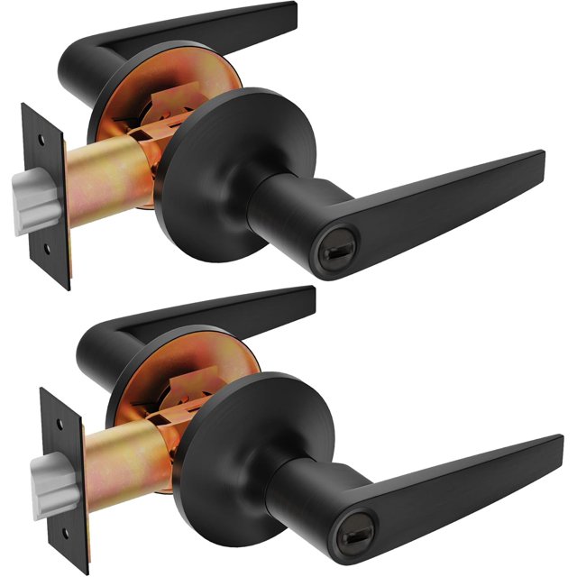 of Lever Keyed Entry Door Lever Handle Lock Universal Door Knob Hardware Nickel Brushed Color (MRCA)