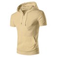 thumbnail image 4 of Birdeem Blouse à Capuche pour Hommes Chemise de Sport Unie avec Boutons Col Rond Manches Courtes, 4 of 12