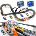 thumbnail image 1 of Slot Car Race Track Sets with 4 High-Speed Racing Slot Cars Electric Dual Racing Game with 2 Controllers Circular Overpass Track Featuring Flash Bridge Pendulum Gifts Toys for Boys Kids Age 6 7 8-12, 1 of 7