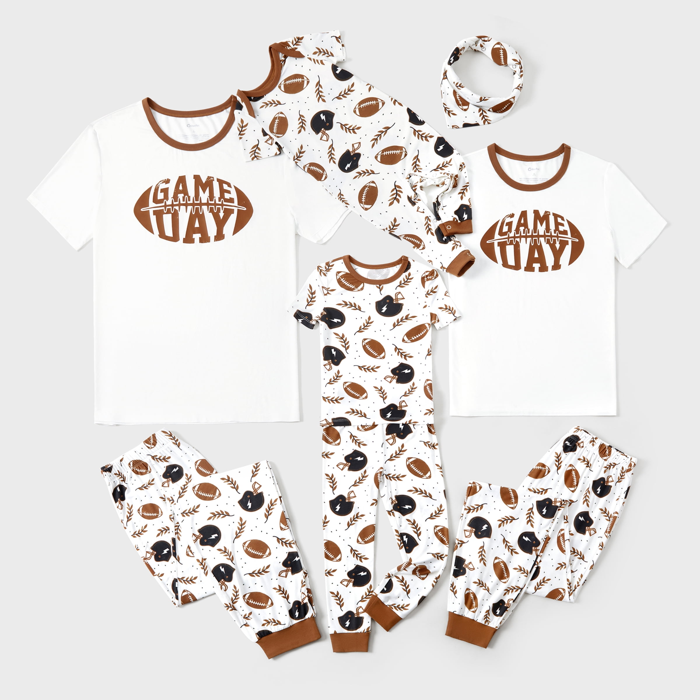 PatPat Bamboo Family Pajamas Football and Letter Print Short-sleeve Matching Pajama Set ( Snug-Fitting for Children )