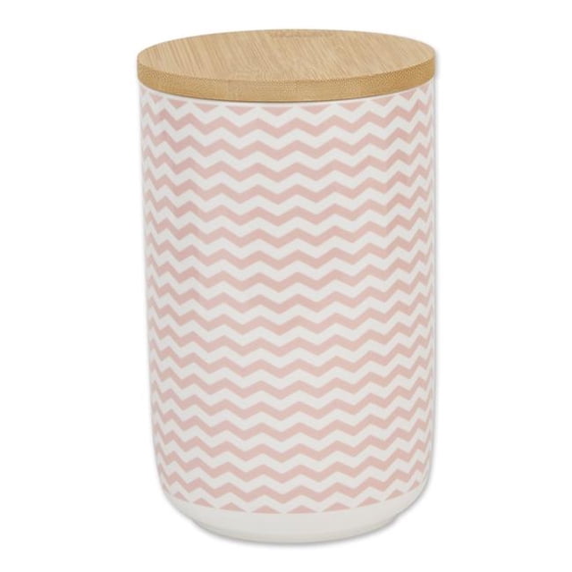 Design Imports CAMZ14122 Ceramic Treat Canister, Pink Chevron