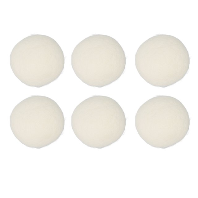 Drying Balls6Pcs Wool Drying Balls Fabric Softener Ball Laundry Drying Balls Rapid Response. A set of six white wool drying balls arranged in two rows against a plain white background. These reusable fabric softener balls reduce drying time, wrinkles, and static cling, offering a chemical-free alternative to dryer sheets. Ideal for skin-friendly laundry care.