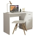 thumbnail image 2 of Madesa Compact Computer Desk Study Table for Small Spaces Home Office 43 Inch Student Laptop PC Writing Desks with Storage and Drawer, Modern Ergonomic Gaming  Workstation - White, 2 of 5