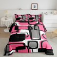 thumbnail image 2 of Erosebridal Pink Sqare Comforter Sets Queen Size,Abstract Stripes Bedding Queen Comforter Set,Geometric Decoration,Reversible,Breathable,3 Pieces, 2 of 8