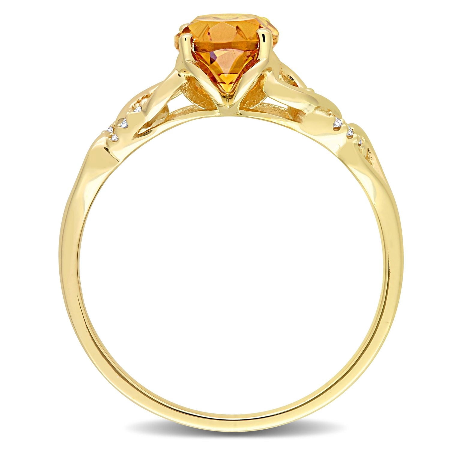 Bague ovale à maillons Miabella avec 1-1/10 Carat PBT de citrine et accents de diamant en or jaune 10k