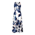 thumbnail image 4 of Pisexur Robes pour Femmes à Col en V Sans Manches Robe Maxi Taille Élastique Robe Évasée à Étages Robe d'Été Mode à Imprimé Floral Robe de Bal d'Été Décontractée Ample Longue Robe Confortable Fluide Robe Portefeuille pour Plage Vacances, 4 of 5