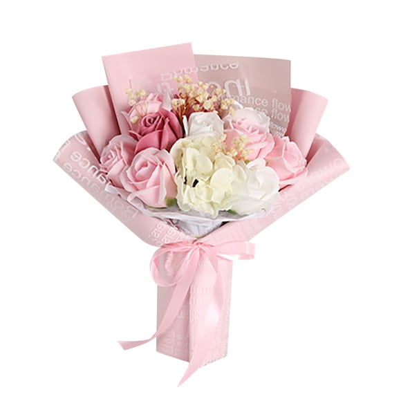 Agiferg Preserved Flower Pink Carnation Soap Bouquet Rose Flower Mother's Day Gift