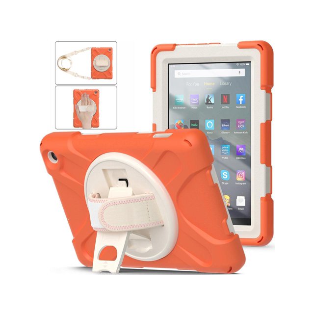 Amazon All-New Kindle Fire 7 Tablet (12th Generation, 2022 Release) Case Heavy Duty Shockproof Protective Case for All-New Kindle Fire 7 inch with Stand, Handle Hand Strap & Shoulder Strap