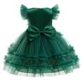 thumbnail image 3 of Zanarzt Robes de Noël pour Filles Robe de Fête de Noël Robe pour Filles Nœud Robe de Couleur Unie Robe pour Enfants Robe de Soirée Vert,11-12 Ans, 3 of 6