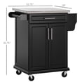 thumbnail image 3 of HOMCOM Kitchen Island, Rolling Kitchen Cart with Stainless Steel Top, Black, 3 of 10