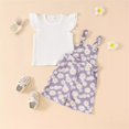 thumbnail image 2 of Birdeem Tank Top for Girls Chrysanthemum Print Set Flying Sleeve T-Shirt Set Baby Girl Backpack Pants Set, 2 of 12
