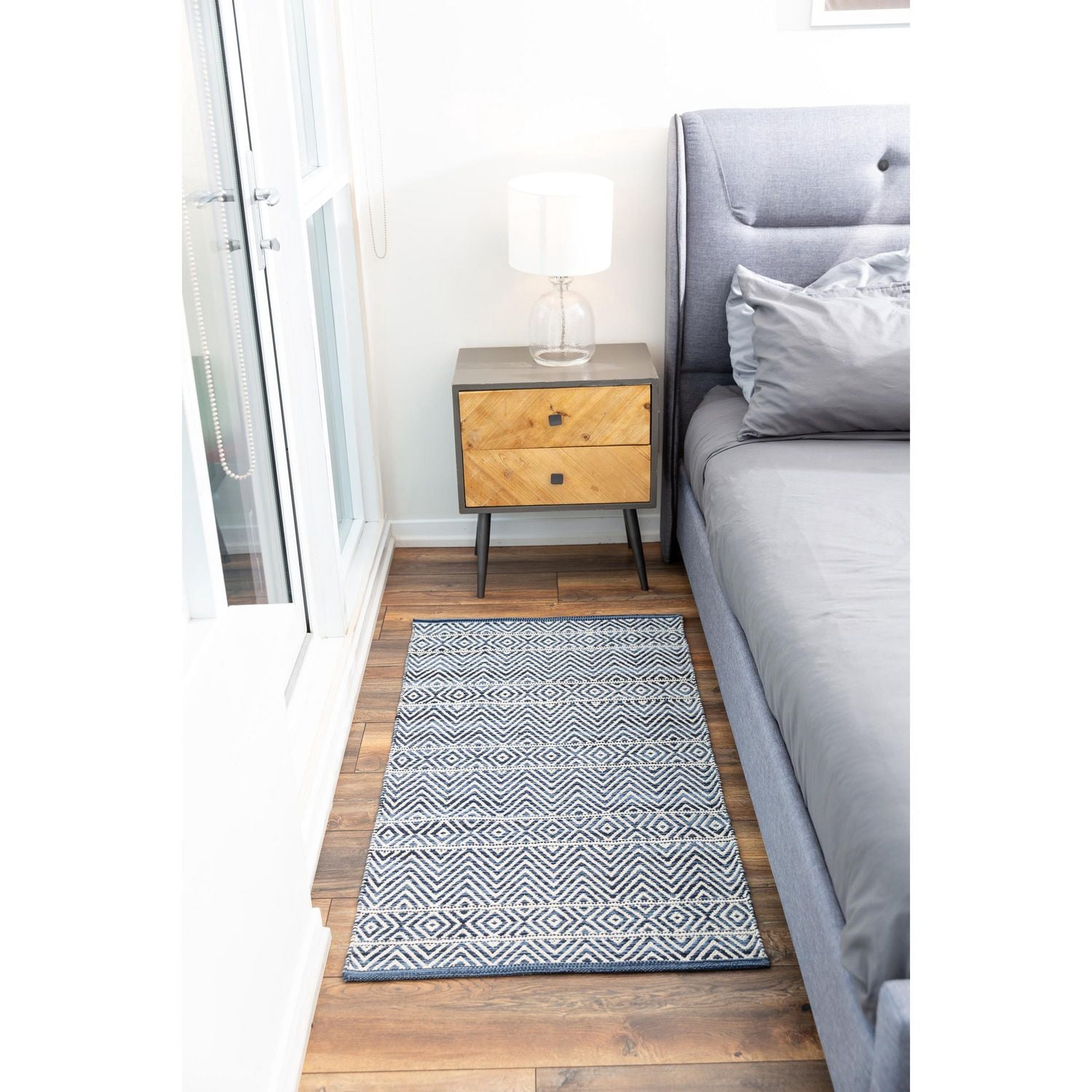 Tapis tissé à plat en coton chevrons Fabstyles pour salon, couloir