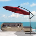 thumbnail image 4 of Costway Parasol Déporté de Patio 10 Pieds à DEL Solaires, Rotation à 360 Degrés, Bourgogne, 4 of 10