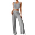 thumbnail image 1 of Yuyuzo Ensemble de Détente pour Femmes Sans Manches Col Rond Crop Top et Pantalon Taille Haute Ensemble de Pull 2 Pcs, 1 of 6