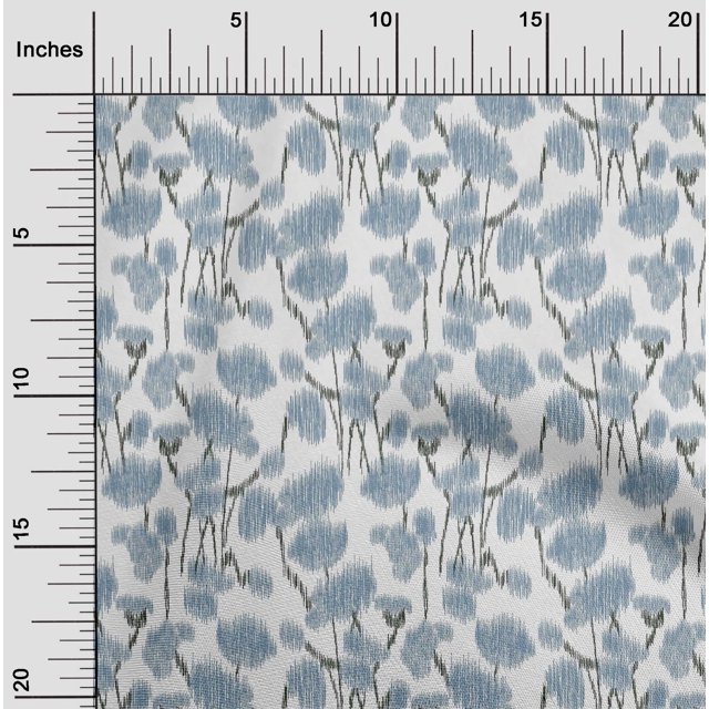 oneOone Silk Tabby Fabric Floral Ikat Print Sewing Fabric BTY 42 Inch Wide