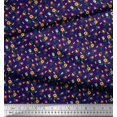 thumbnail image 2 of Soimoi Blue Georgette Viscose Fabric Leaves,Insect & Floral Artistic Print Sewing Fabric BTY 42 Inch Wide, 2 of 3