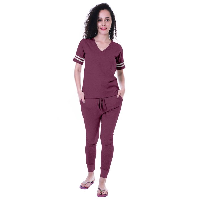 Moomaya Ensemble de Nuit Simple pour Femmes avec Pyjama en Coton 2 Pcs Nuisettes