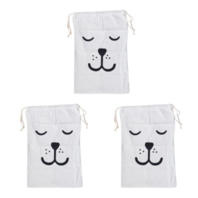QualitChoice Portable Cotton Linen Drawstring Closure Bag Bedroom Large Capacity Pouch Sundries Luggage Cargo Laundry Organizer Type 3 3PCS