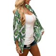 thumbnail image 3 of Cardigan Kimono Ample en Mousseline Transparente à Manches 3/4 à Imprimé Floral pour Femmes P-3TTG, 3 of 4