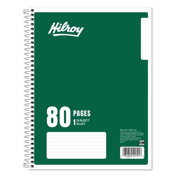 Hilroy 1 Subject 80pg Notebook Green