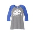 thumbnail image 1 of Womens Gravity Outdoor Co. 3/4-Sleeve Raglan Shirt - White Logo - Royal/Grey - M, 1 of 1