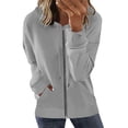 thumbnail image 2 of TIMIFIS Womens Long Sleeve Hooded Sweatshirt Hoodies Zip Up Track Jacket with Pockets-White-MFall, 2 of 5