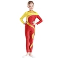 thumbnail image 1 of Jelory Justaucorps Intégral de Gymnastique pour Filles Enfants, une Pièce à Manches Longues avec Strass, Justaucorps Combinaison de Danse Ballet Jaune&Rouge 16, 1 of 6