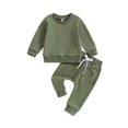 thumbnail image 1 of Kmbangi Baby Boys Long Sleeve Crew Neck Sweatshirt with Elastic Waist Sweatpants Infant Spring Fall Clothes, 1 of 8