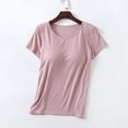 thumbnail image 2 of Timegard Hauts d'Été pour Femmes avec Soutien-Gorge Intégré Col Ras du Cou Manches Courtes Tenue de Détente Pyjama Doux Décontracté T-Shirt, 2 of 7