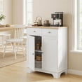 thumbnail image 2 of HOMCOM Rubber Wood Top Kitchen Cupboard Side Cabinet w/Adjustable Shelf, 2 of 10