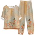 thumbnail image 1 of Cathalem Ensemble Décontracté 2 Pcs pour Femmes, Pantalon Taille Haute, Jaune TTTG, 1 of 3