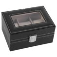 thumbnail image 1 of Watch Box, Biuzi 1 Piece High Grade 3 Slots PU Leather Box Case for Watch Jewellery Display Storage Organiser Hot Black, 1 of 8