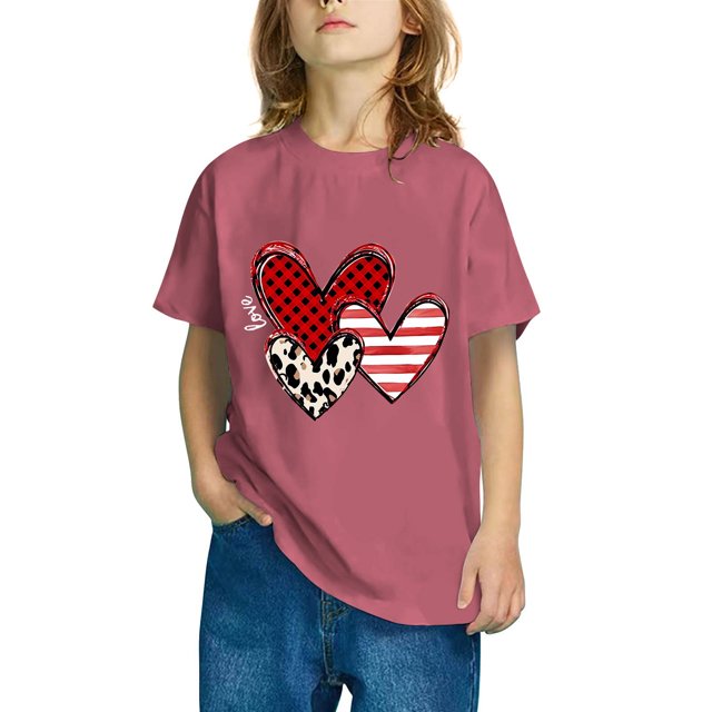 Rbaofujie Hauts d'Été pour Filles Manches Courtes Col Rond T-Shirts Basiques pour Enfants
