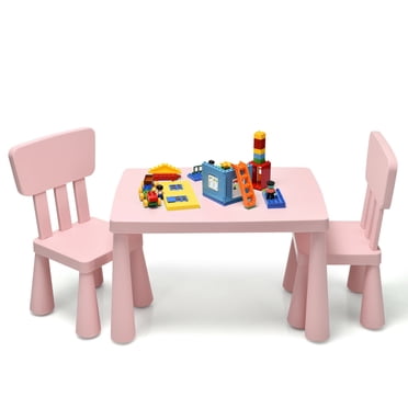 Gymax Ensemble Table pour Enfants et 2 Chaises, Tout-Petit, Activité, Jeu, Salle à Manger, Bureau d'Étude, Cadeau pour Bébé, Rose