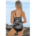 thumbnail image 3 of Women's Black Tie Dye Striped Tummy Control Tankini, 3 of 20