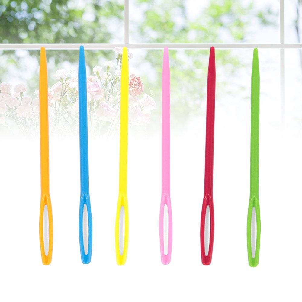 QJUHUNG plastic needles 40pcs Plastic Large Eye Sewing Needles Safety Weaving Tools for Kids Crochet Darning Sewing Handmade Crafts ( Needle   Random)