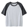 thumbnail image 1 of MIASHUI T-Shirts Garçons Filles Coton Col Rond Basique Superposition Usage Quotidien, Gris, 9-10 Ans, 1 of 3
