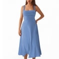thumbnail image 1 of Timegard Robes d'Été pour Femmes à Larges Bretelles, Encolure Carrée, Sans Manches, Couleur Unie, Coupe Ajustée, Décontractée, Confortable, 1 of 6