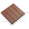 thumbnail image 3 of Outsunny 11 Pcs 12" x 12" Plastic Interlocking Deck Tiles for Patio, Brown, 3 of 10