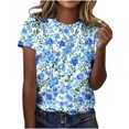 thumbnail image 1 of Pisexur Hauts d'Été pour Femmes, Blouses Habillées Décontractées pour Femmes, Hauts à la Mode pour Femmes, Chandail Décontracté Imprimé à Manches Courtes Col Rond, Grande Taille pour Femmes Multicolore, m, 1 of 1