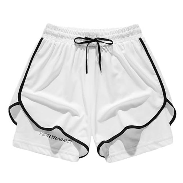 asjyhkr Plus Size Mens Biking Shorts 2 in 1 Elastic Waist Drawstring Gym Shorts Lightweight Quick Drying Running Shorts